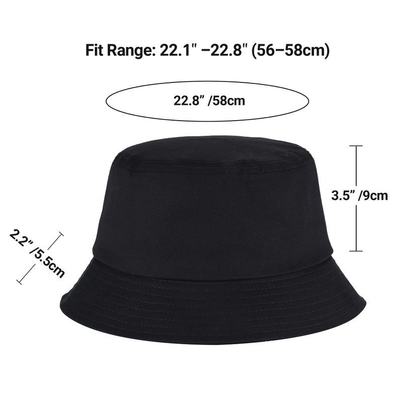 Umeepar Unisex Cotton Packable Bucket Hat Sun Hat Plain Colors for Men Women (Black) - Image 4